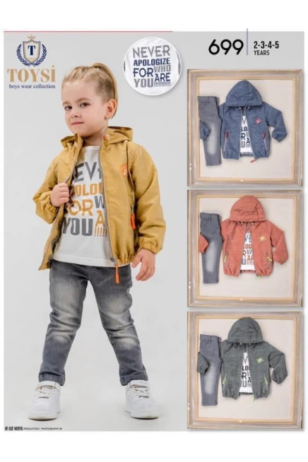 2-5 سنة صبي طقم سروال مع سترة مطرية