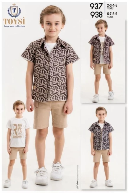 Tişörtlü Gömlekli Şort Takim