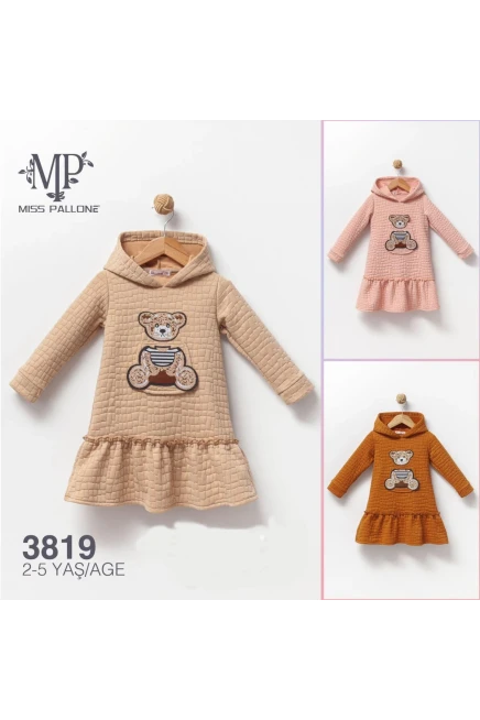 Ayicik Nakişli Sweatshirt Elbise