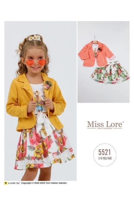 2-6 سنة فتاة طقم تنورة مع جاكيت