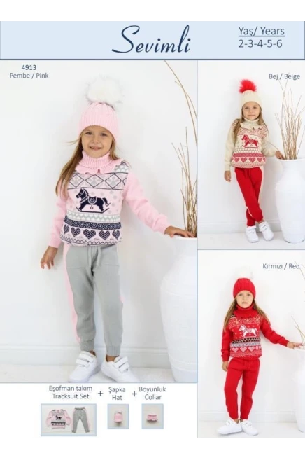 Kalpli At Dokumali Triko Bluz Pantolon Bereli Boyunluklu Takim