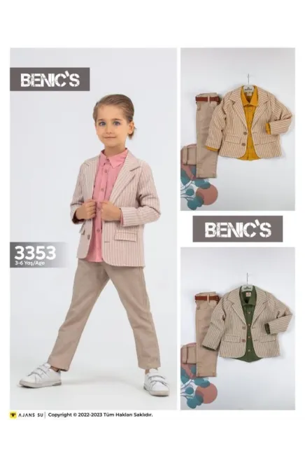 Gömlek Çizgili Ceket Pantolon Takim