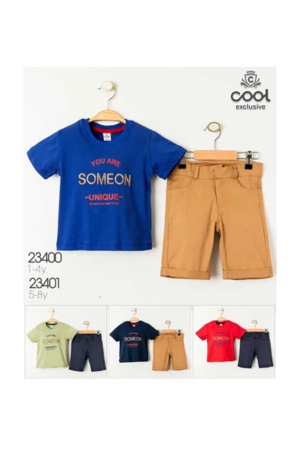 Yakali Tişört Şort Pantolonlu Takim