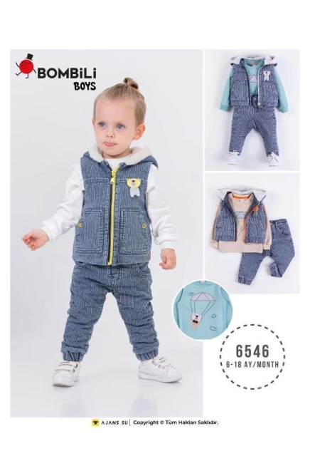 Yelekli Sweatshirt Kot Pantolonlu Takim