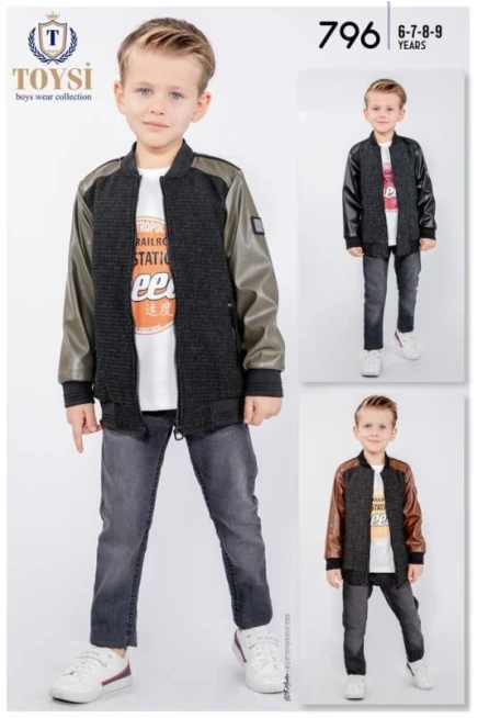 Sweatshirtlü Deri Detayli Ceket Kot Pantolon Takim