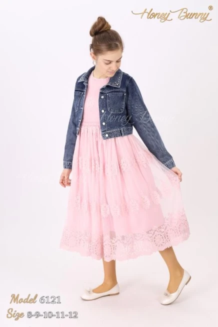 8-12 سنة فتاة فستان مع بوليرو