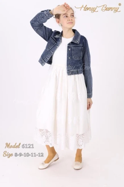 8-12 سنة فتاة فستان مع بوليرو