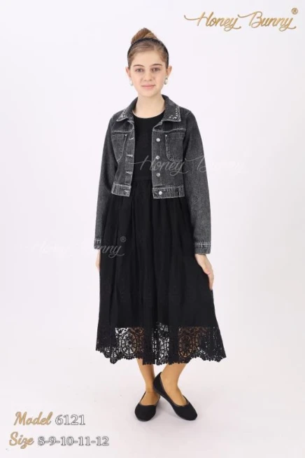 8-12 سنة فتاة فستان مع بوليرو