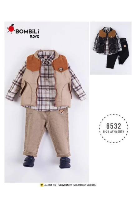 2 Renkli Elyafli Şişme Yelek Oduncu Gömlek Pantolon Takim