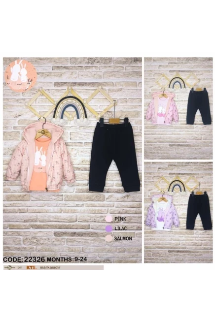 9-24 شهر فتاة طقم سروال مع سترة مطرية