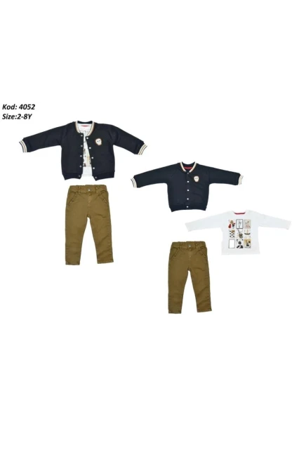 Baskili Sweatshirt Nakişli Düğmeli Ceket Takim