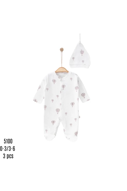 Balon Baskılı Şapkalı Tulum