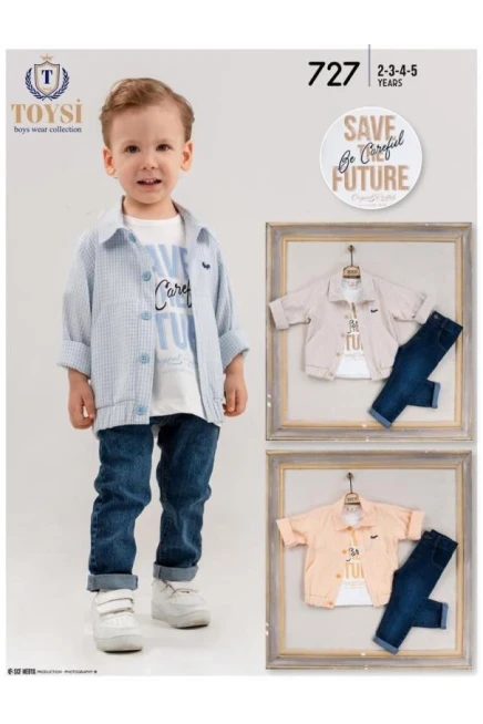 2-5 YEAR Boy PANT SUIT WITH SHIRT&T-SHIRT