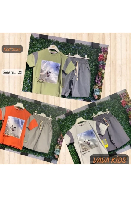 6-12 سنة صبي بدله تيشرت مع شورت