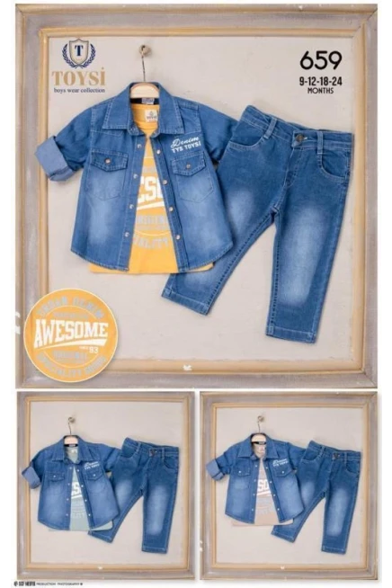 9-24 MONTH Boy PANT SUIT WITH SHIRT&T-SHIRT