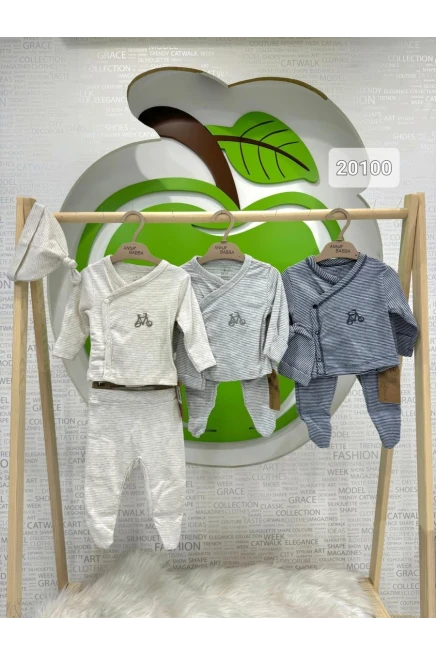 Şapkalı Ayaklı 3`Lü Bebe Takım