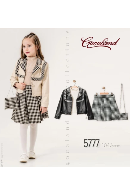 10-13 سنة فتاة طقم تنورة مع جاكيت