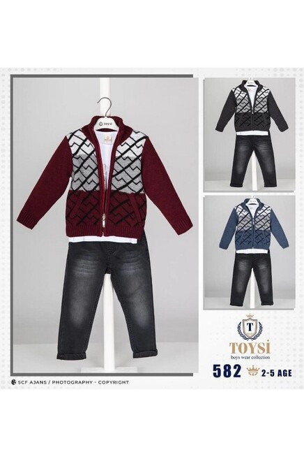 Desenli Hirka Kot Pantolon Takım