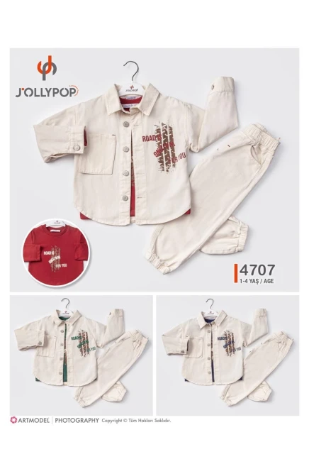 Gömlekli Swarshırtlu Pantolonlu Takım