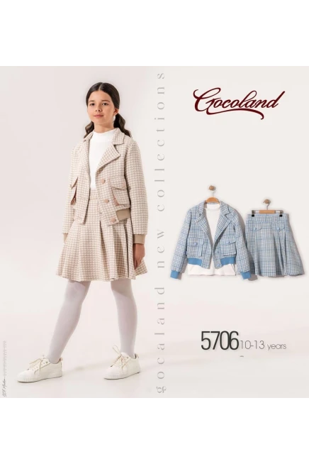 10-13 سنة فتاة طقم تنورة مع جاكيت