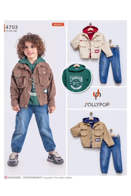 Ceketli Kapşonlu Sweatshırtlu Pantolon Takım