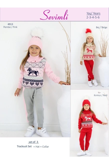 Kalpli At Dokumali Triko Bluz Pantolon Bereli Boyunluklu Takim