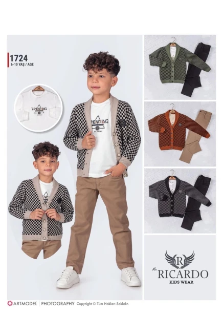 Spor Desen Hırka Sweatshırtlu Pantolon Takım