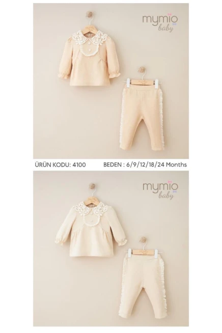 Dantel Yakalı Bluz Pantolon Takım
