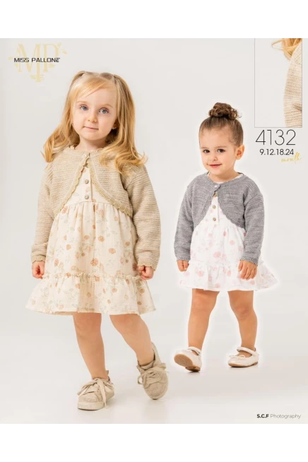 Triko Bolerolu Çiçekli Elbise