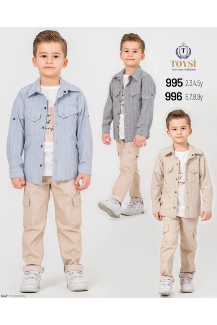 2-5 YEAR Boy PANT SUIT WITH SHIRT&T-SHIRT