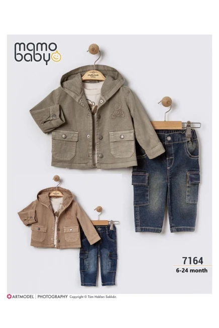 Gabardın Kapüşonlu Ceketli Sweatshırtlu Pantolonlu Takım