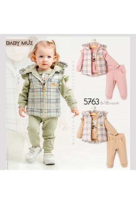 6-18 месяц девочка  спортивный комплект с жилеткой