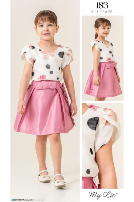 6-11 سنة فتاة بدله بلوزه مع تنوره