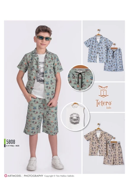 Gömlekli Tişört Şort Takım