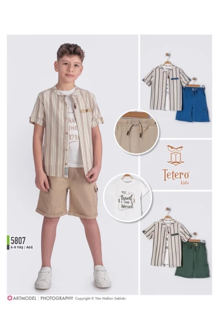 Gömlekli Tişörtlü Şort Takım