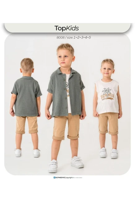 Gömlekli Tişörtlü Şort Takım