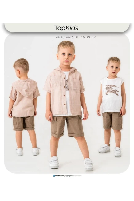 Gömlekli Tişörtlü Şort Takım