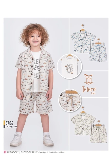 Gömlekli Tişörtlü Şort Takım