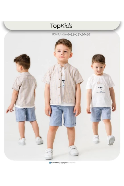 Gömlekli Tişörtlü Şort Takım