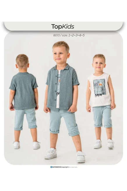 Gömlekli Tişörtlü Şort Takım