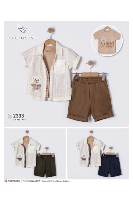 Gömlekli Tişörtlü Şortlu Takım