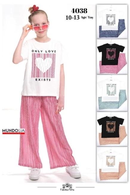 10-13 سنة فتاة طقم بنطلون مع تي شيرت