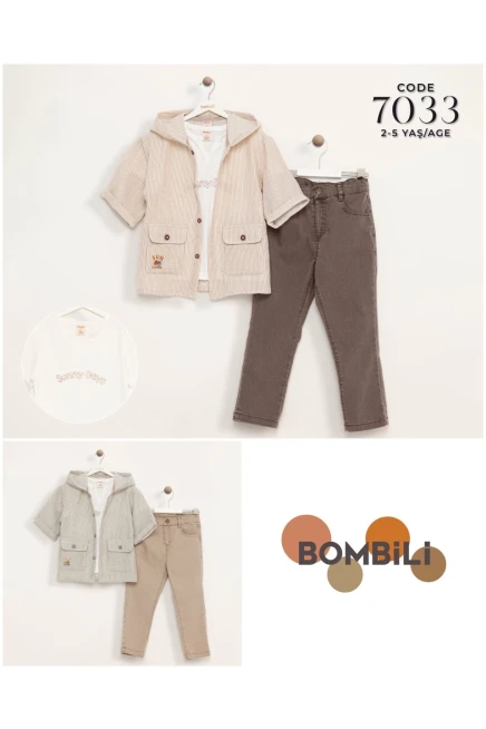 Kapüşonlu Cep Detaylı Tişörtlü Pantolonlu Takım