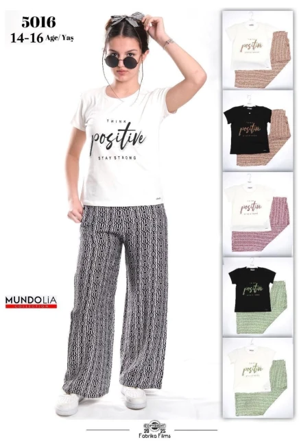 14-16 سنة فتاة طقم بنطلون مع تي شيرت