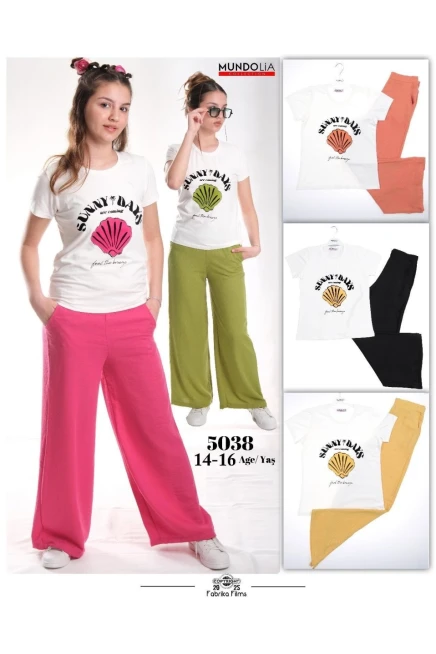 14-16 سنة فتاة طقم بنطلون مع تي شيرت