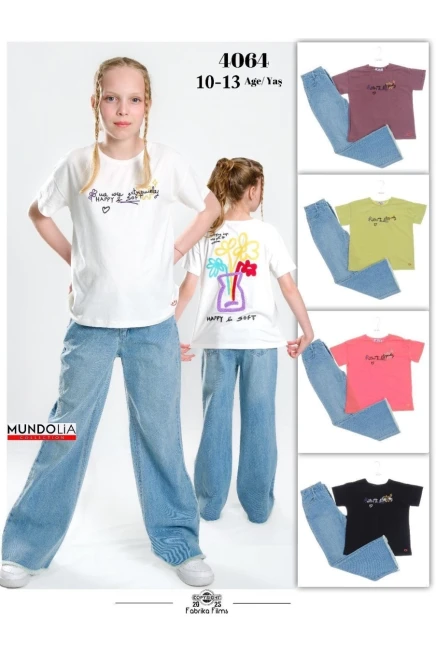 10-13 سنة فتاة طقم بنطلون مع تي شيرت