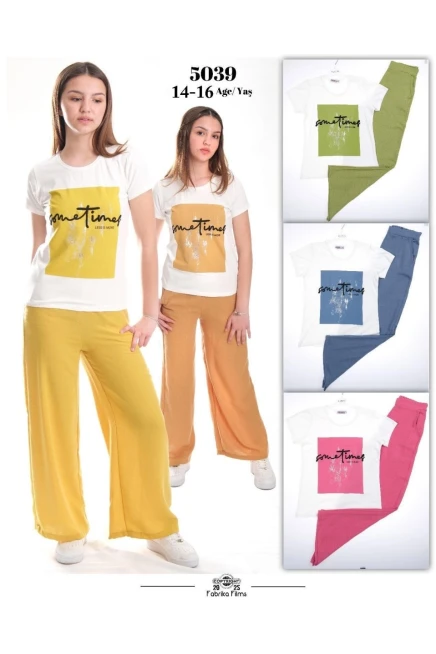 14-16 سنة فتاة طقم بنطلون مع تي شيرت