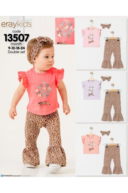 Tişörtlü Leoparlı Tayt Takım