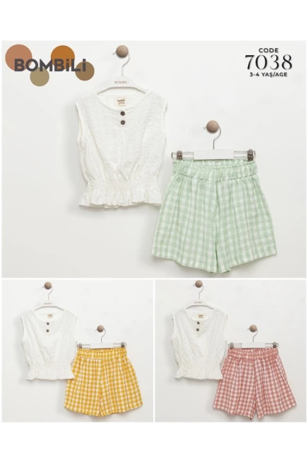 Bluzlu  Kareli Şort Takım