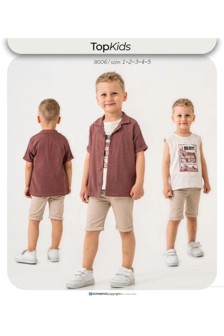 Gömlekli Tişörtlü Şort Takım